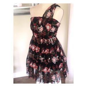 NWT! BCBG floral print one-shoulder cocktail dress